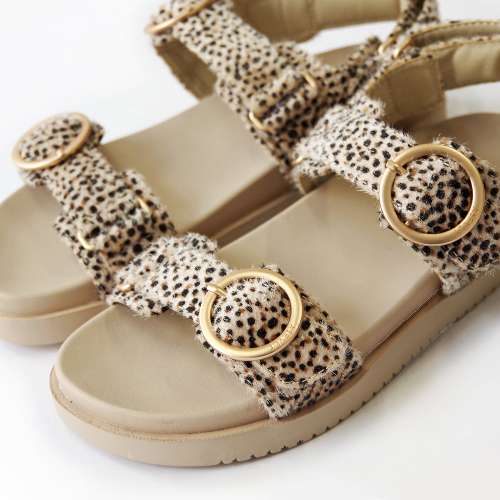 AZURA SANDALS BEIGE DOTS PONY HAIR