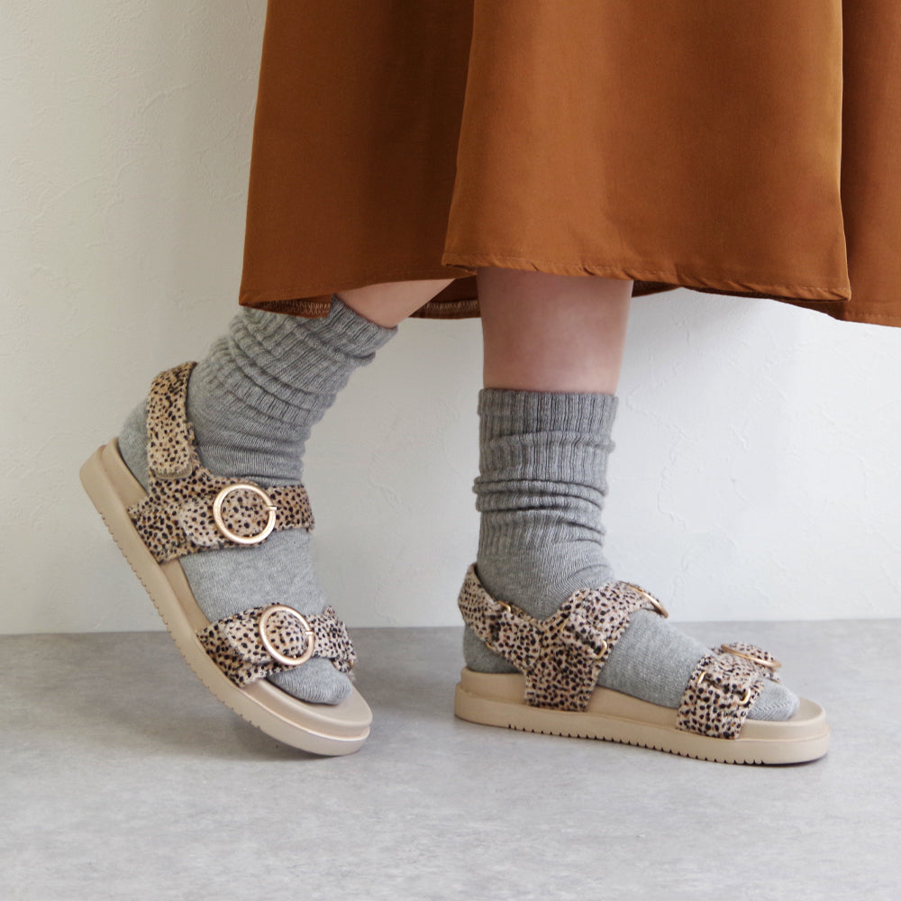 AZURA SANDALS BEIGE DOTS PONY HAIR
