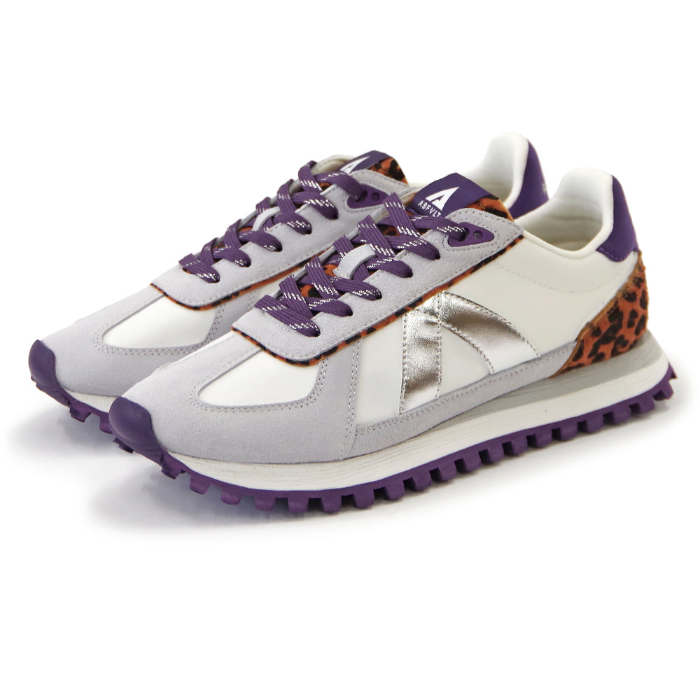 GATE WHITE SILVER LEOPARD PONY HAIR DK PURPLE