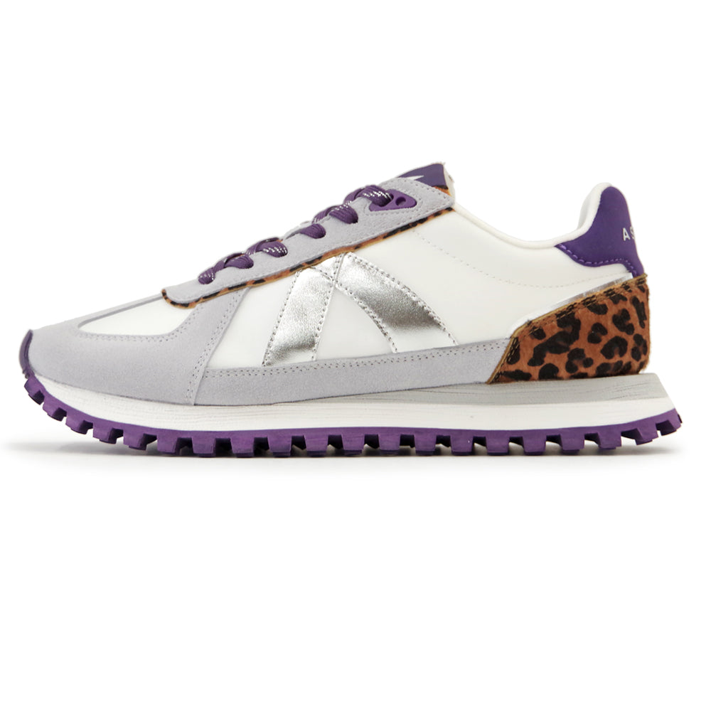 GATE WHITE SILVER LEOPARD PONY HAIR DK PURPLE