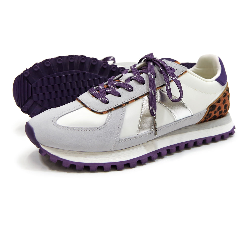 GATE WHITE SILVER LEOPARD PONY HAIR DK PURPLE