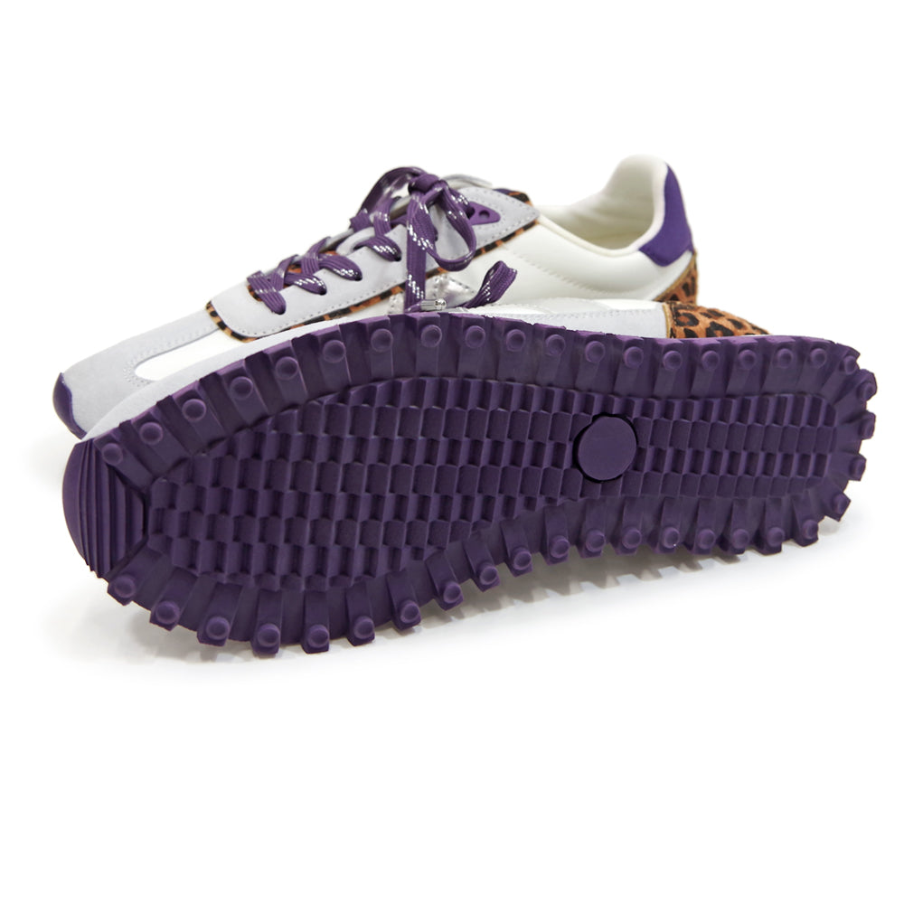 GATE WHITE SILVER LEOPARD PONY HAIR DK PURPLE