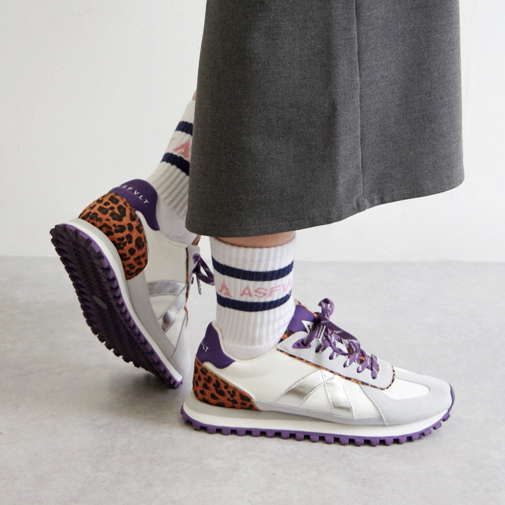 GATE WHITE SILVER LEOPARD PONY HAIR DK PURPLE